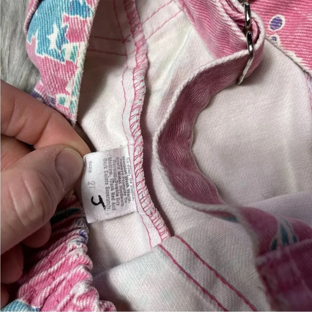 Vintage Oshkosh Bgosh Union Made USA Pink Clown Girls Overalls *Play Condition